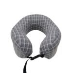 U-shaped pillow Small Grid Pattern Memory Foam Neck Pillow – Foldable & Portable
